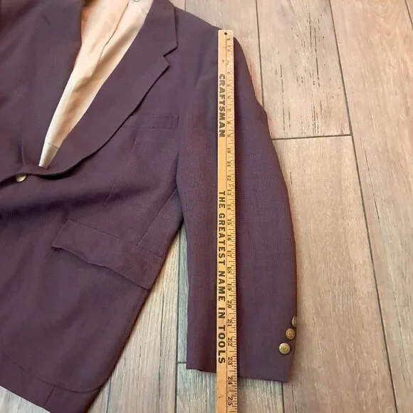 Stafford Men's 46S Burgundy red Gold Blazer Jacket Sport Coat 46 SHORT Christmas